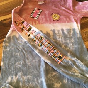 NWT Simply Southern Long Sleeve Tie-dyed Carpe Diem Tee, Sz. Small